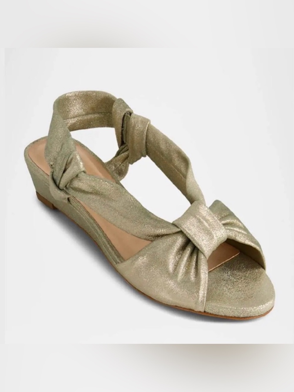 BERNARDO Winifred Metallic Leather Wedge Sandals